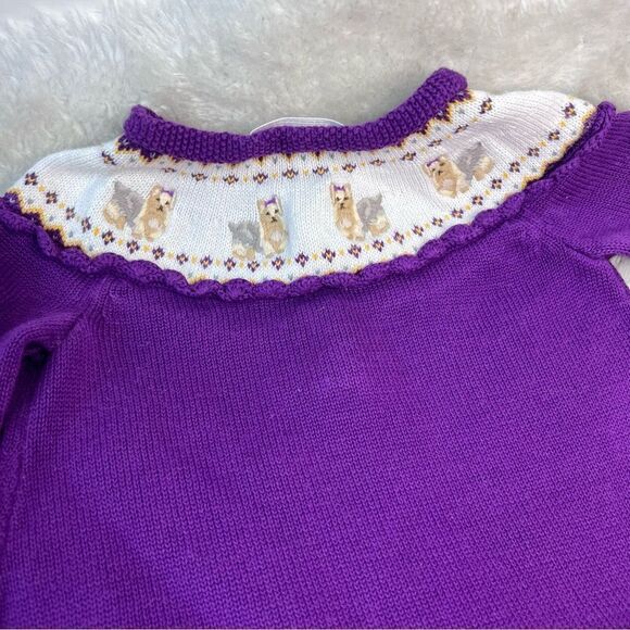 JANIE AND JACK 0-3m PURPLE PUPPY DOG SWEATER STYLE DRESS WINTER WHIMSEY cotton - Picture 14 of 16